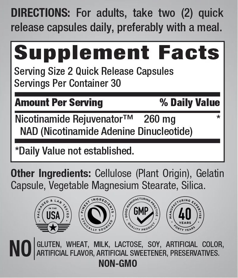 NAD, 260mg, 60 Quick Release Capsules Piping Rock