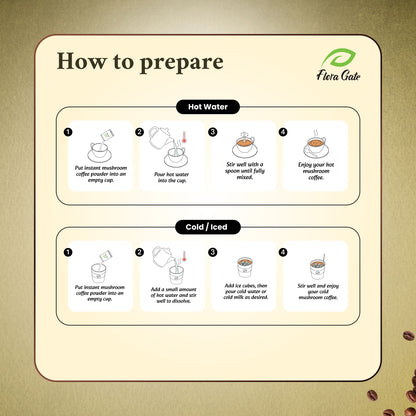 Flora Gate Mushroom Coffee 5 in 1 Hazelnut 30 Sachets (Unsweetened)