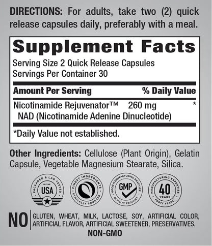 NAD, 260mg, 60 Quick Release Capsules Piping Rock