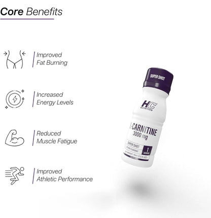 HC Nutrition L-Carnitine Black Current Flavor 3000MG, 12 Shots