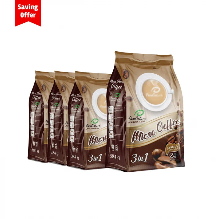 Bundle 4 packs Flora Gate microcoffee 3 in 1 , with diet sweetener